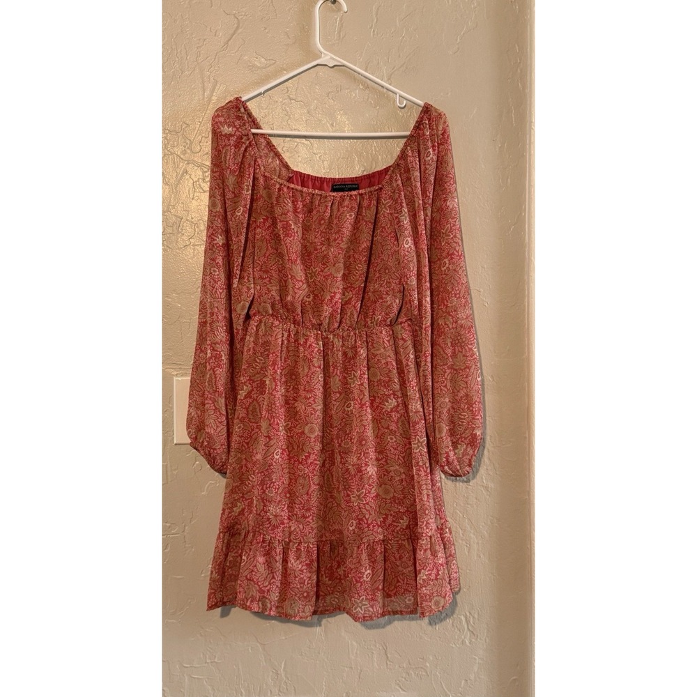 Banana Republic Pink Floral Print Dress Midi Ruffle Women's Sz S Feminine